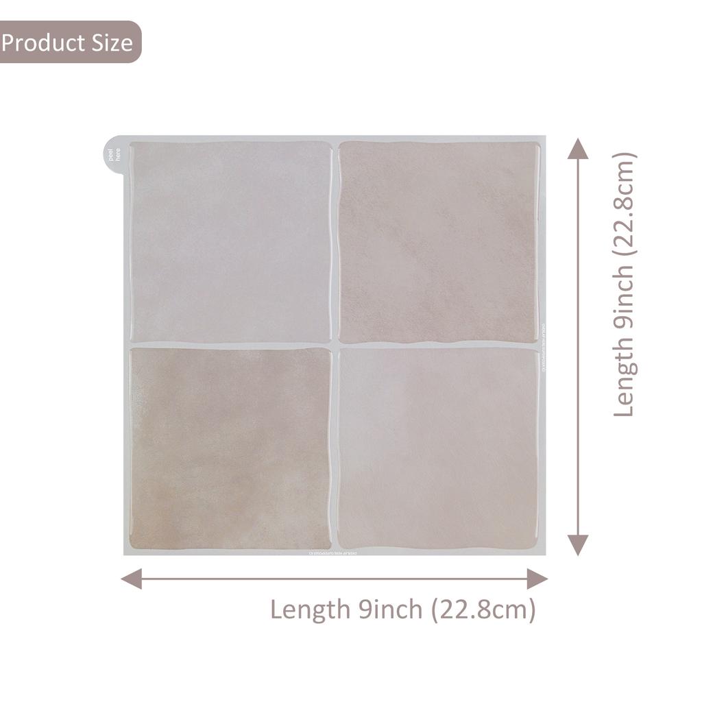 3pcs 3D Glossy Square Tile Decals Self Adhesive Wall Tile Sticker Heat-prroof Vinyl Wallpaper for Home DIY Decoration
