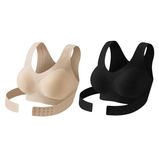 Women Posture Bras Front Closure Seamless Wireless Bra with Ergonomic Back Support Soft Padding S разноцветный