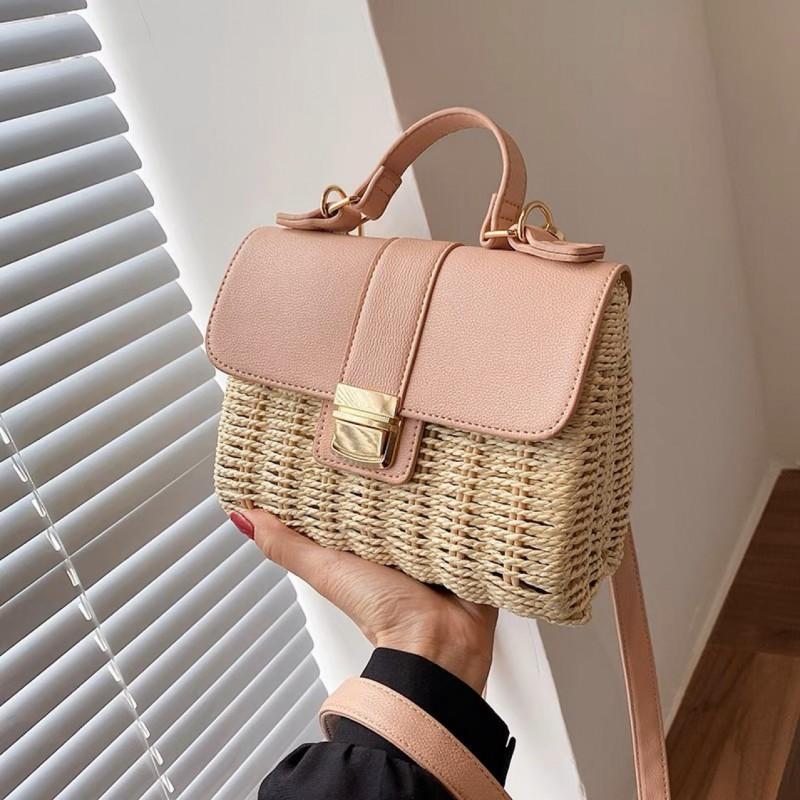 

Western-style Woven Bags Women s Fashionable Fashion Ins Internet Celebrity Handbag Straw Cross-body Bag бежевий