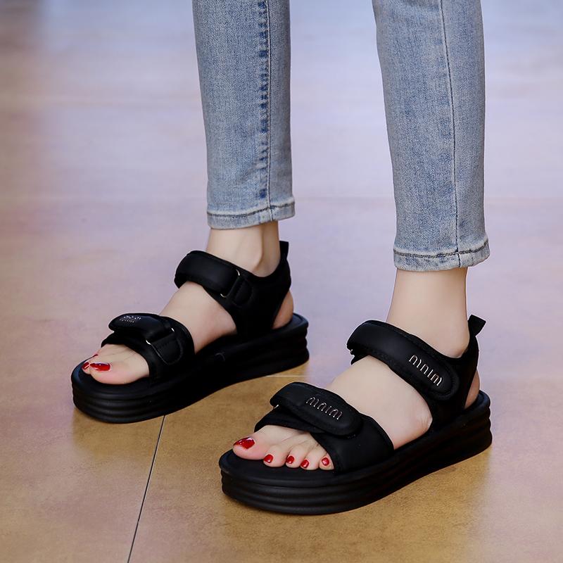 CRLAYDK Women's Rome Sandals Adjustable Strap Hook&Loop Shoes Comfort Platform Summer Walking Casual Beach Sports Slippers