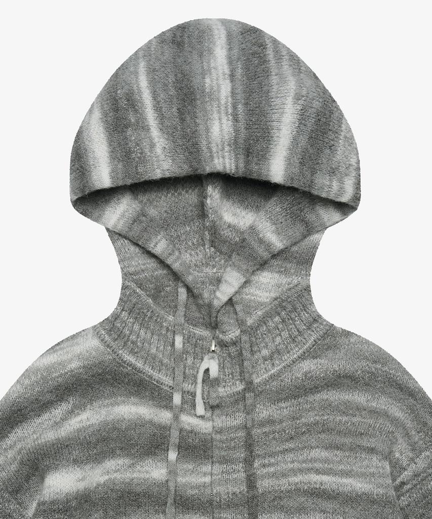 Golden Sunshine Wool Stripe Knit Hood Zip-Up_Grey