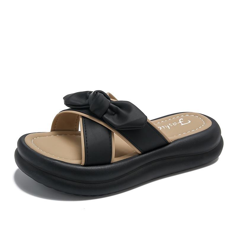 Platformové pantofle dámské letní venkovní jednoslovné nazouváky nové křížové ladící sukně módní plážové sandály