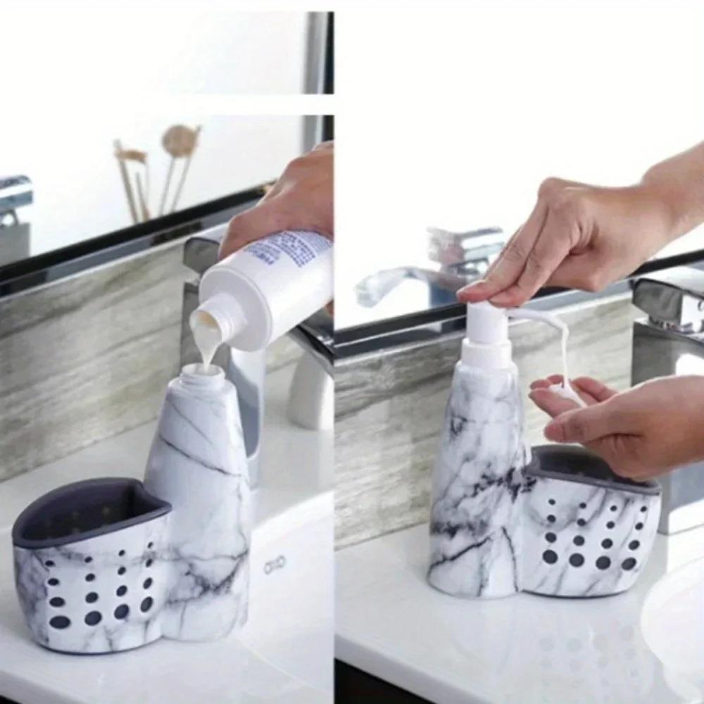 1PC Multifunction Liquid Dispenser Home Detergent Storage Box Sponge Drain Rack Container Drainboard Soap Dish Organizer 2 In 1