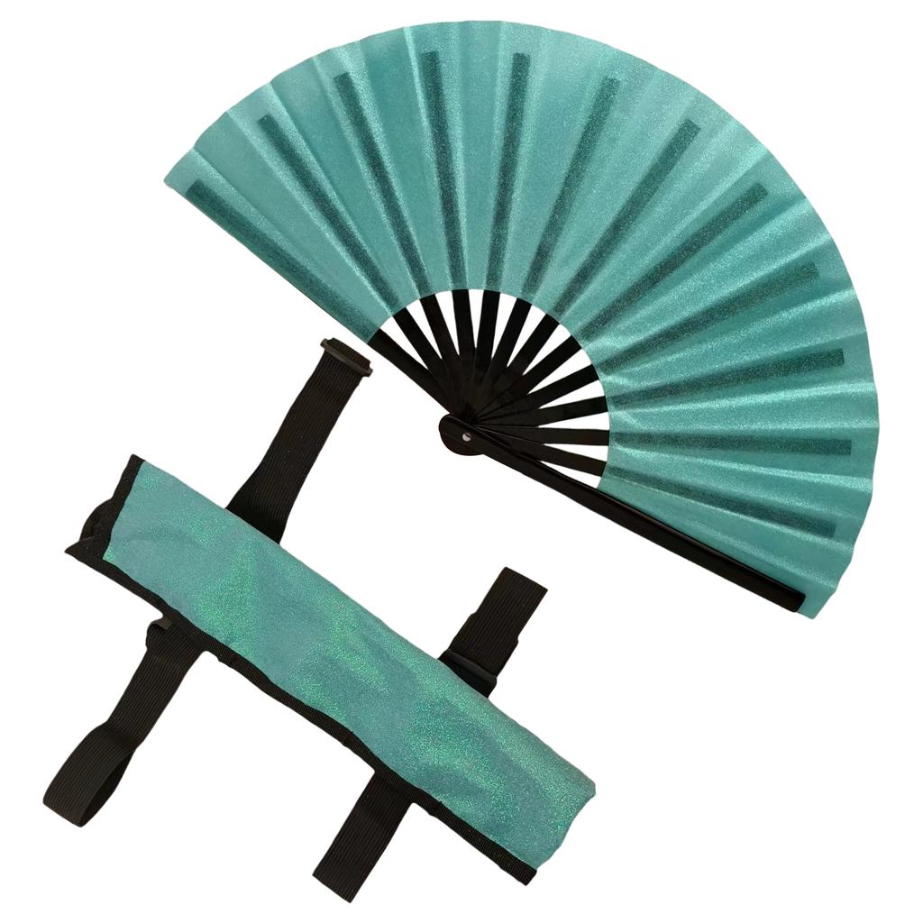 Large Bamboo Kung Fu Fan with Sparkling Cloth Surface for Martial Arts Performance