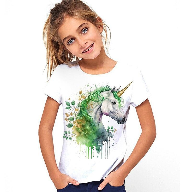 3D Pattern Animal Print Children's T-shirt Short Sleeved Summer Sports Fashion Street Casual Top