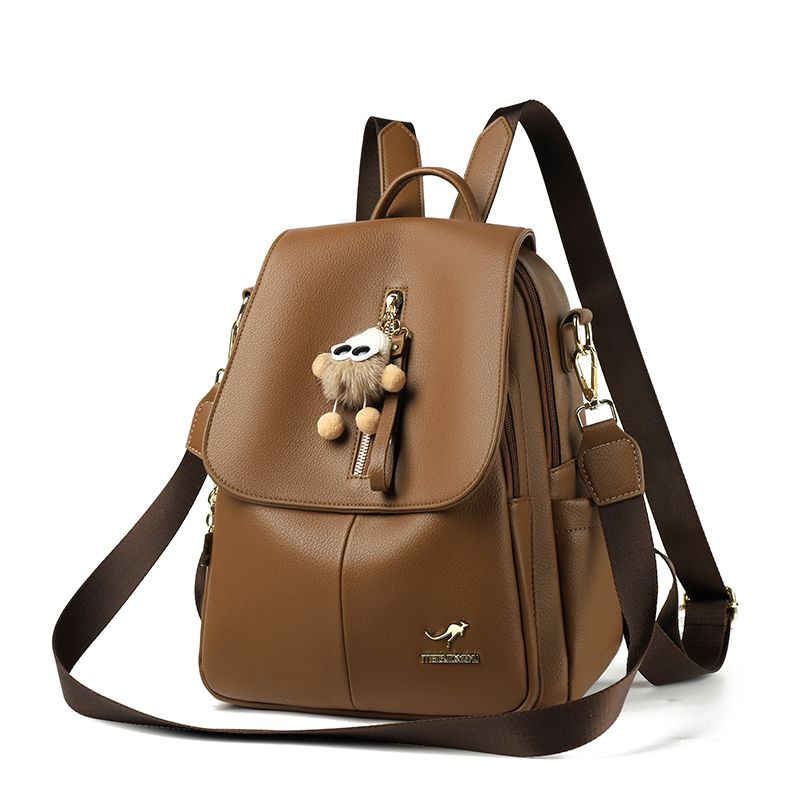 

Genuine Goods Kangaroo Leather Backpack Female 2025 New Arrival Fashion Fancy Multi-Functional Large Capacity Travel Backpack Soft Cocoa Brown