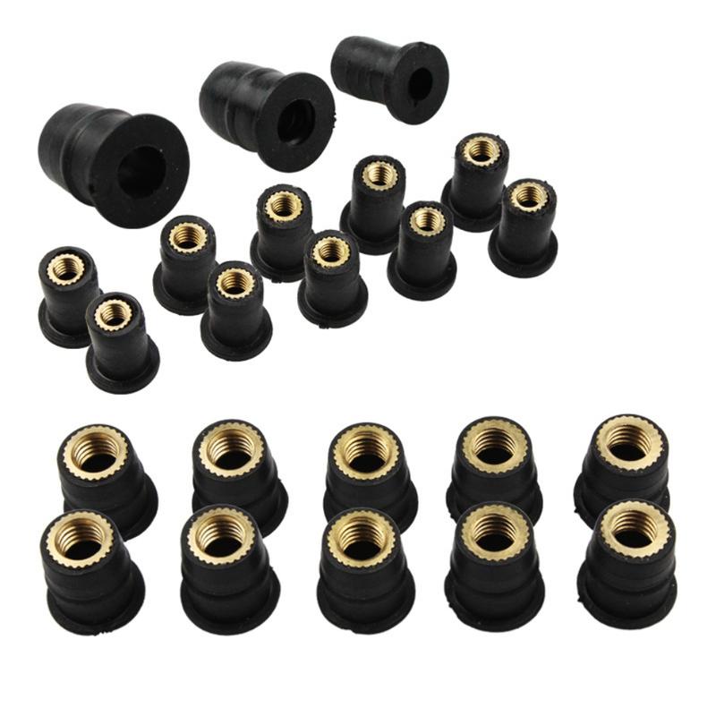 10pcs Motorcycle M4 M5 M6 Metric Rubber Windshield Windscreen Screws Bolts Nut Metric Rubber Well Nuts Fastener Screws