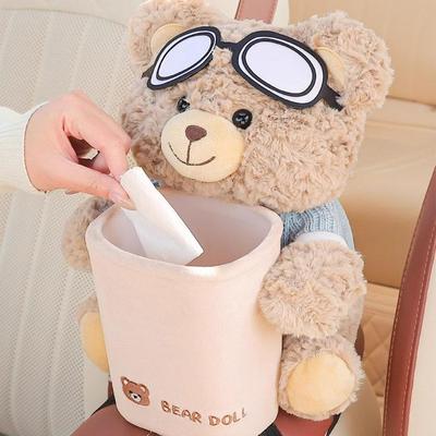 Car Tissue Box Trash Can 2-in-1 Creative Car Armrest Box Drawer Box Universal Fit Easy Install Auto Interior Storage Decoration