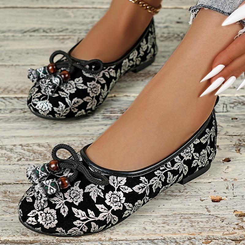 Large size spring new women's casual single shoes flower embroidery linen comfortable flat shoes cloth shoes women