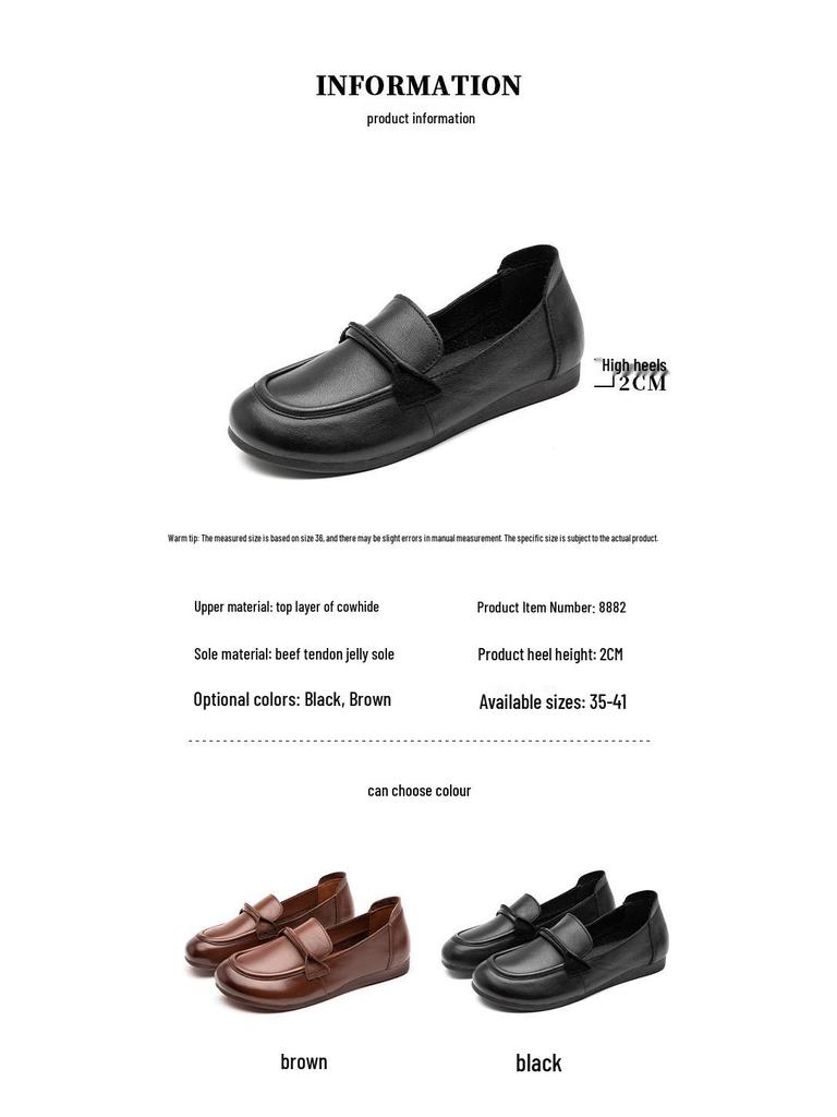 Retro Rutschfeste Atmungsaktive Slipper aus Leder für Mittelalte und Ältere Frauen