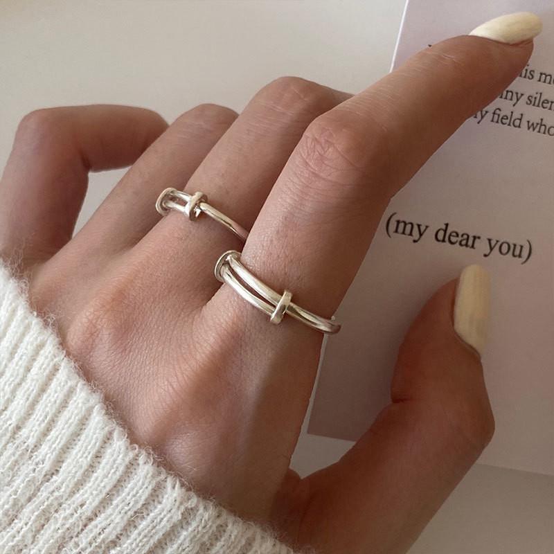 S925 Elegant Adjustable Sterling Silver Ring For Women Featuring Minimalist Geometric Design
