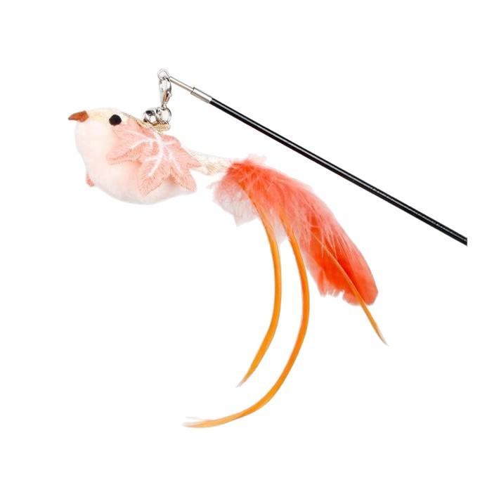 Newcomer Discount: Steel Wire Bird Bell Cat Teaser Rod with Replaceable Head for Interactive Play and Self-Amusement