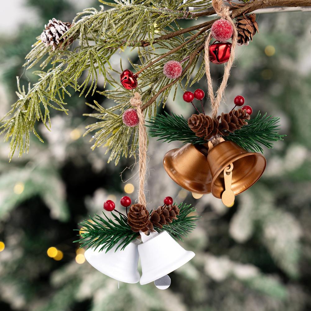Feiertags-Eisenklingel-Anhänger mit Tannenzapfen-Design Hängende Dekoration für Weihnachtsbaum und Kranz Grün Rot Gold Weiß