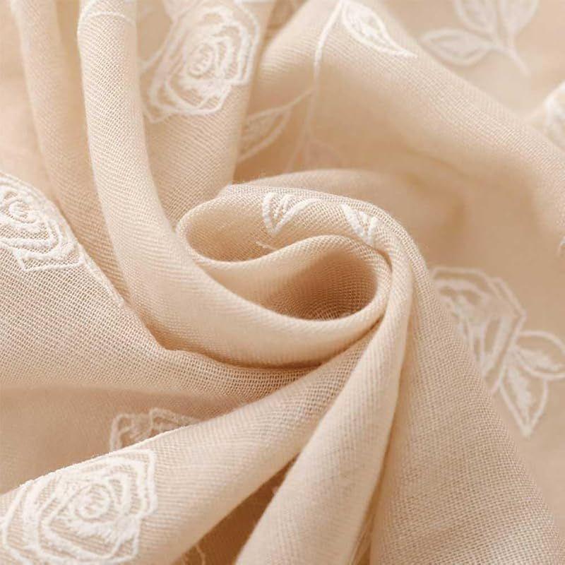 Used FASELE Stole Muffler Scarf Large Thin Lightweight Floral Soft Cotton Linen Style Spring Summer Autumn Winter UV Cut Air Conditioning Protection