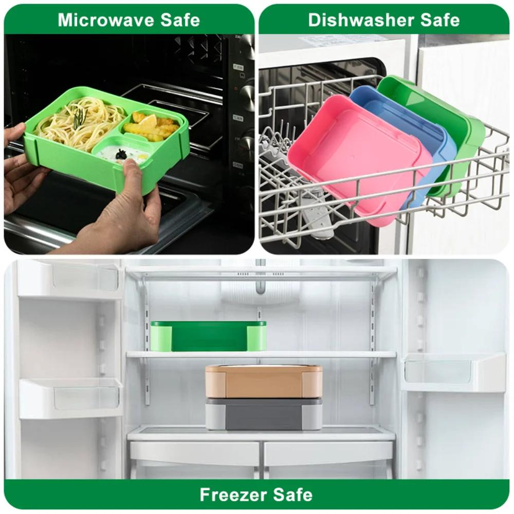 Children's Kid's Bento Lunch Food Boxes,Packed Lunchbox Food airtight Side dish Sealed Kitchen Storage Containers organizers