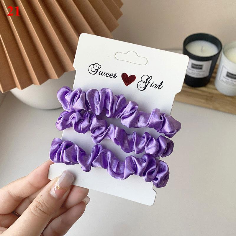 3 Stück/Set Satin Scrunchies Einfarbig Haarseil Koreanischer Pferdeschwanzhalter Haargummis Kopfschmuck Weiches Elastisches Haarband Haaraccessoires