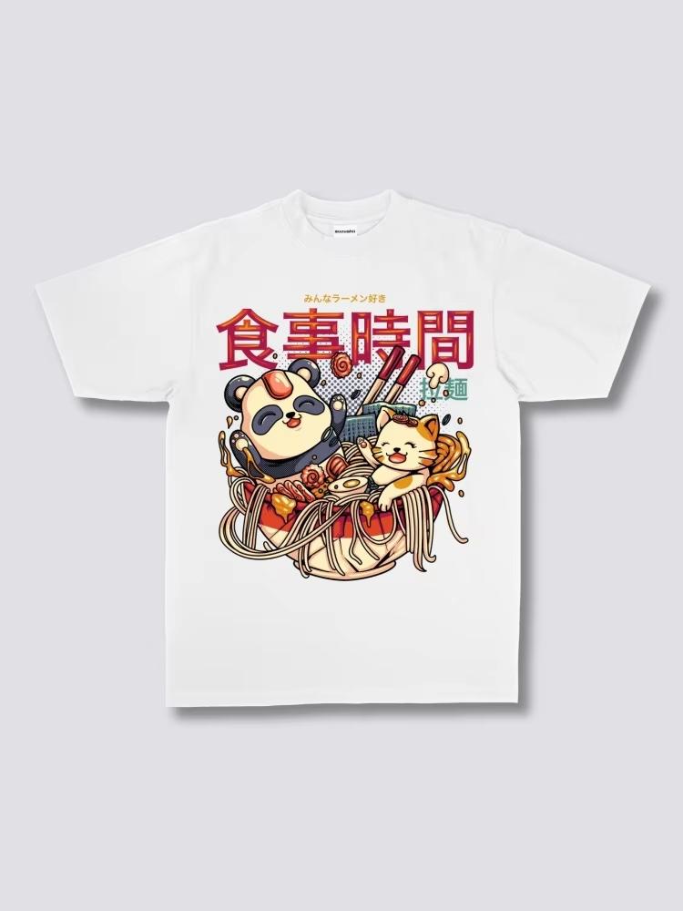 

Panda Cat Japanese RaUnisex Print T Shirt Unisex Soft Chic Tee 100 Cotton Clothes Casual Loose Pullover 2025 Summer New Trendy Tops S