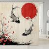 Feelyou Japanese Wave Bath Curtain for Boys Girls Fuji Mountain Shower Curtain Waterproof Japanese Style Bathroom Shower Curtain