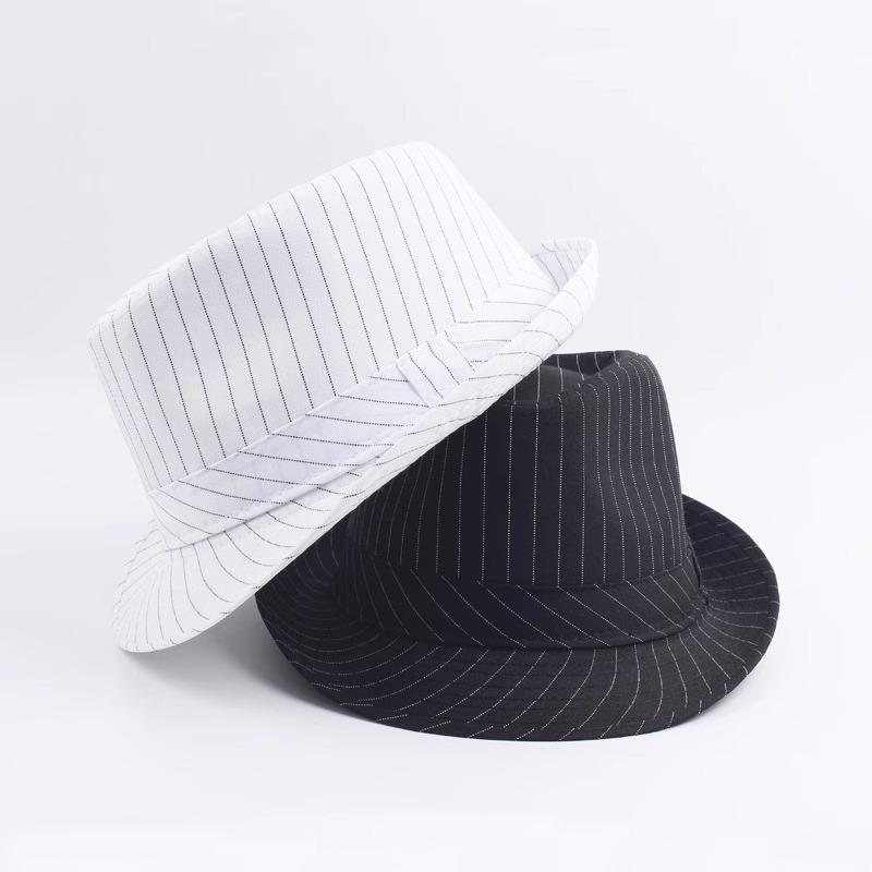 British black and white striped cloth jazz hat spring and autumn top hat men's new casual versatile sun hat