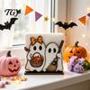 Decorative Wood Towel Rack Halloween Wooden Napkin Holder, Cute Ghost Black Cat Vertical Paper Organizer for Kitchen Stand, Table Tissue Festive Party