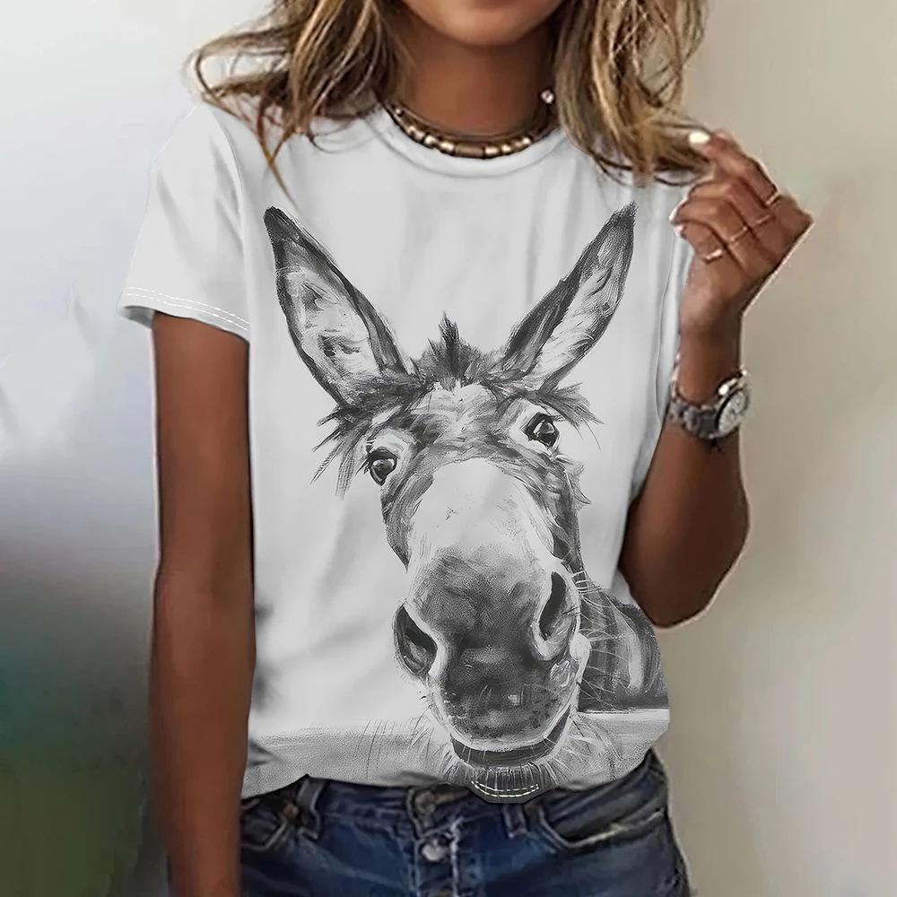 

Женская футболка повседневный топ с коротким рукавом 3D цифровая печать летняя футболка прямые продажи с фабрики забавный животный принт 3230 6XL