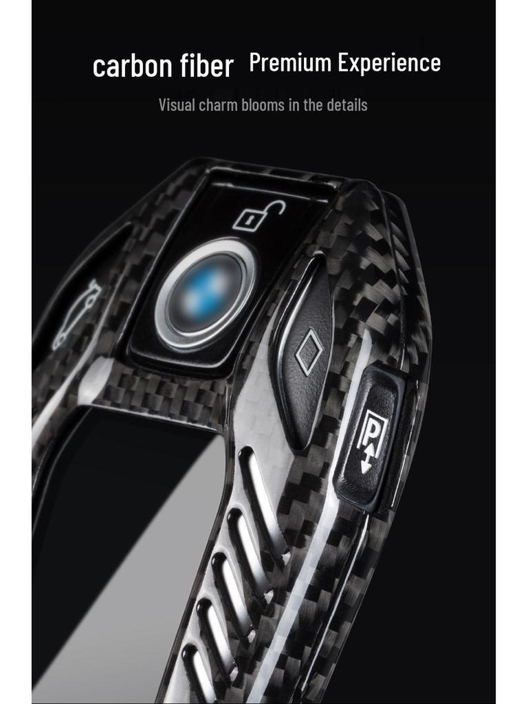 BMW Carbon Fiber Key Case for X1, X3, X5, X6, 3 Series, and 7 Series.