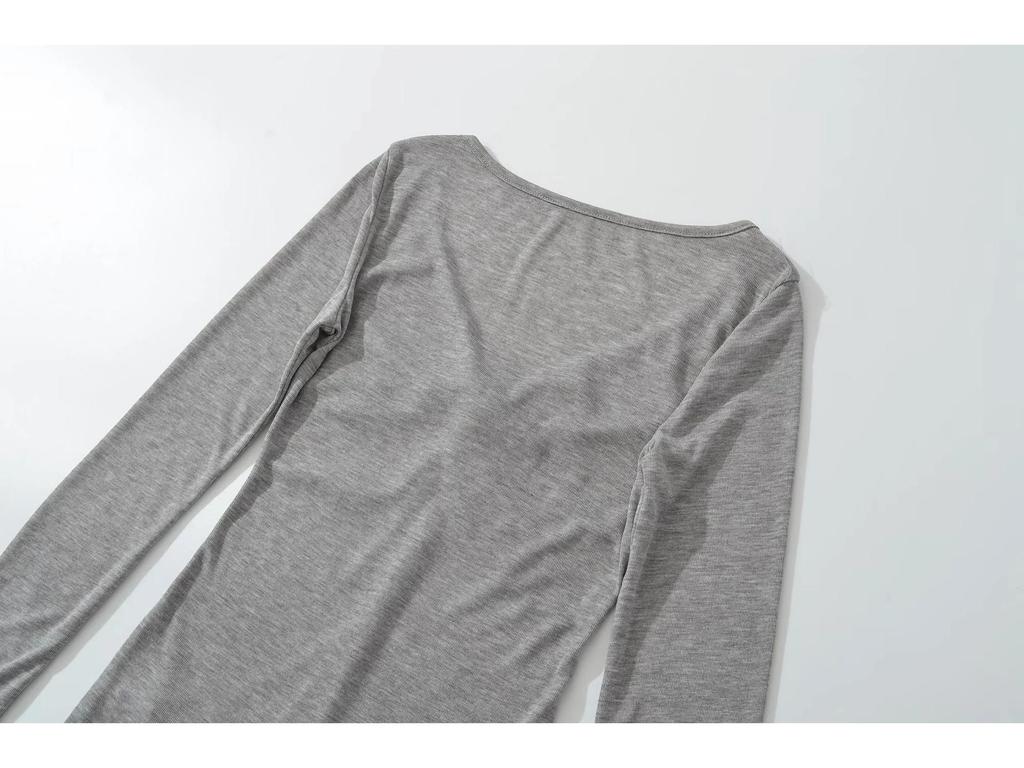 Spicy Girl Slimming Long-Sleeve T-Shirt for Women - 2026 Spring/Autumn Collection
