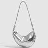 2025 New High-Grade Silver Croissant Women's Simple Commute Underarm Bag Fashion All-Match One-Shoulder Crossbody Bag Fashion