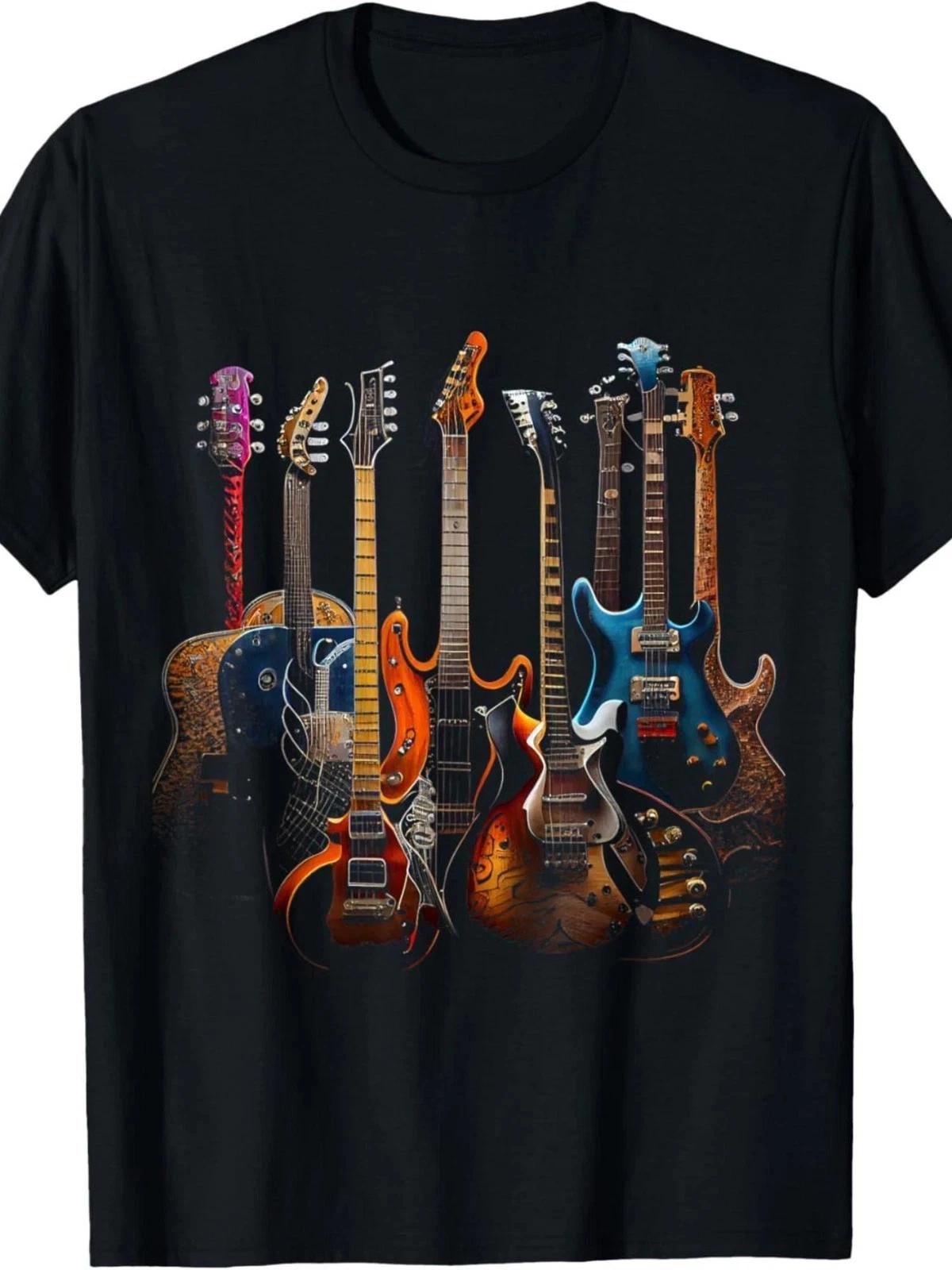 Electric Guitar Collection T shirt Rock Music Guitar Player Graphic Tee S