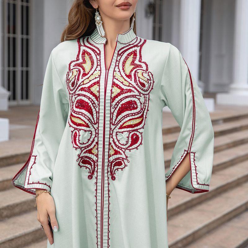 2024 Middle East Turkish Indonesian Robe Women's Cross-Border Evening Dress Embroider Dress Evening Dress