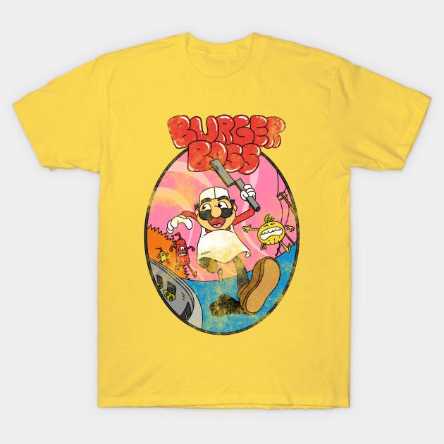 

Men Black Print T-shirt Burger Boss No-Cut Transfer Paper Print Cotton Tshirt M жовтий