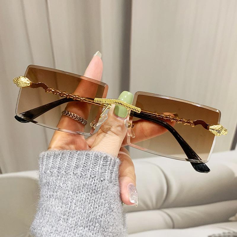 Rimless Square Women Sunglasses UV400 Protection Stylish Vintage Trend Outdoor Fashion Eyewear Shades for Men and Women
