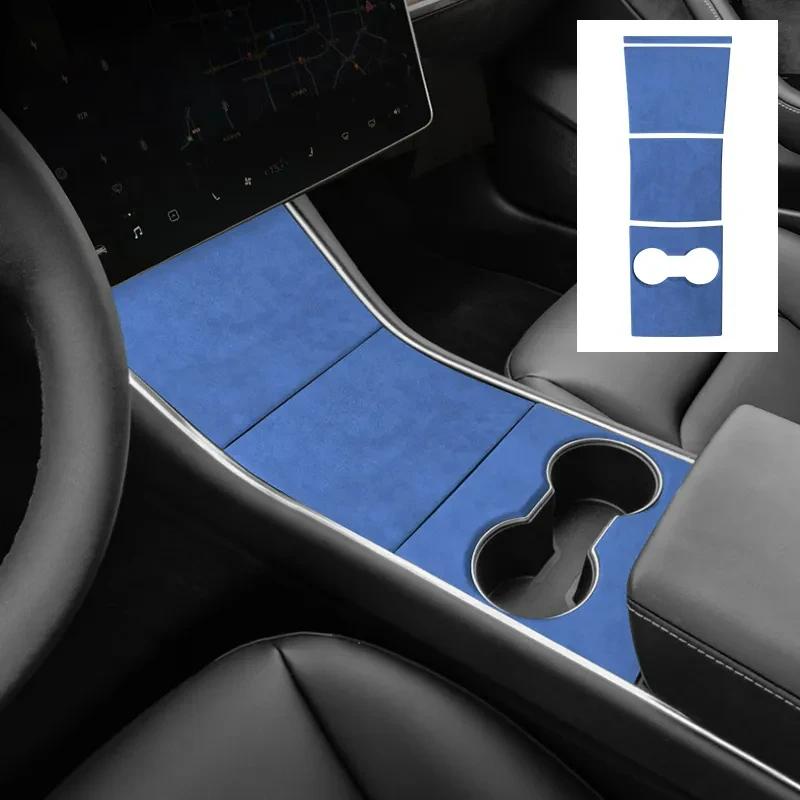 For Tesla Model 3 2019 2020 Top Suede Car Central Console Gear Shifter Panel Modifed Decorative Cover Pad Sheath Shell Sticker