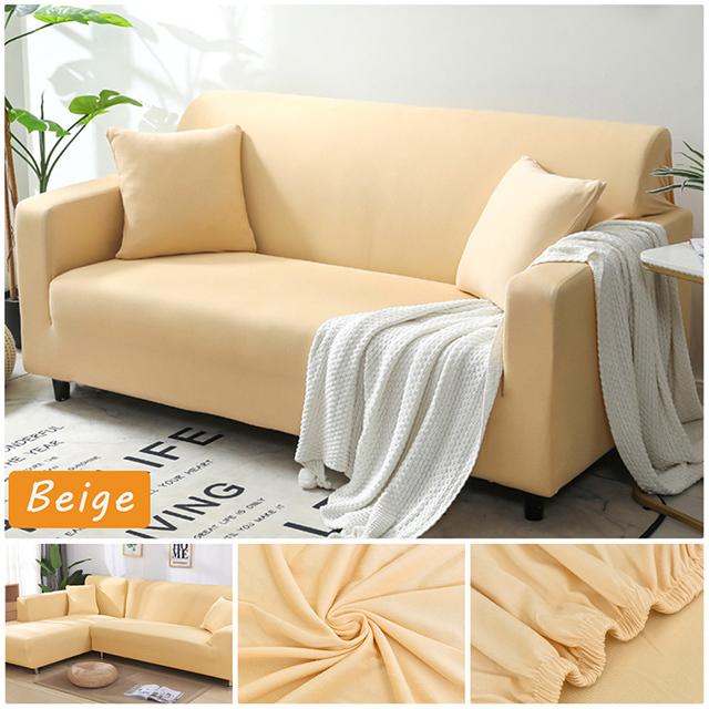 

Эластичный однотонный чехол для дивана, эластичный универсальный чехол для дивана для гостиной, угловое кресло, диван, чехол L-образной формы, нужно купить 1-Seat 90-140cm бежевый