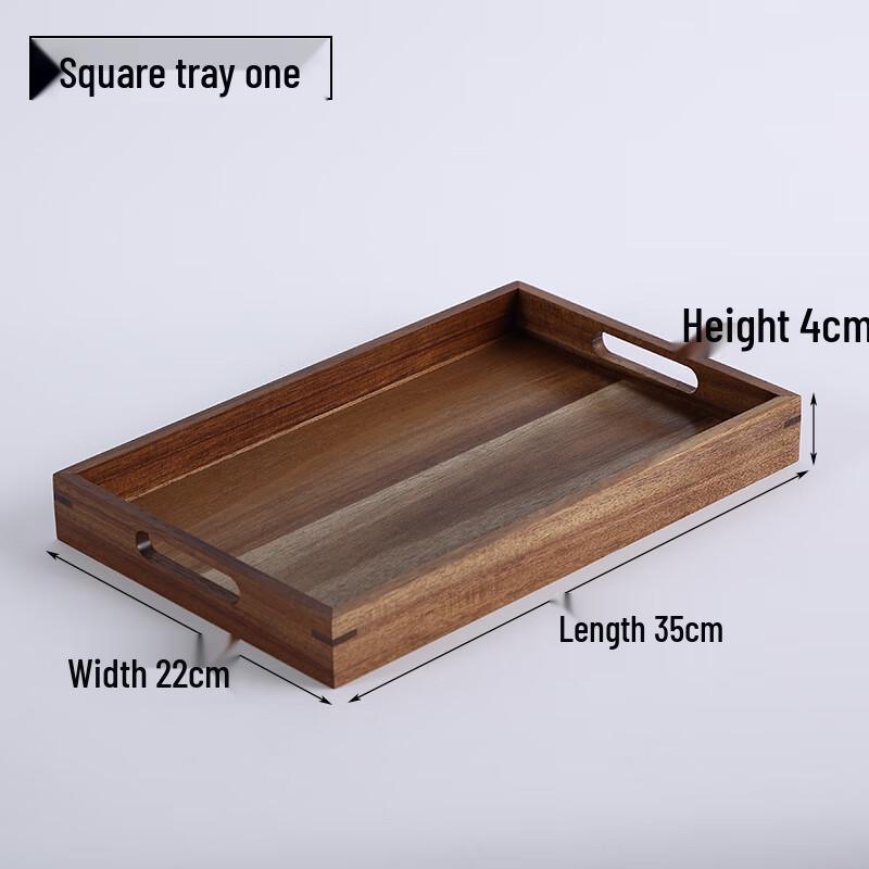 Chinese Style Walnut Acacia Wood Rectangular Serving Tray