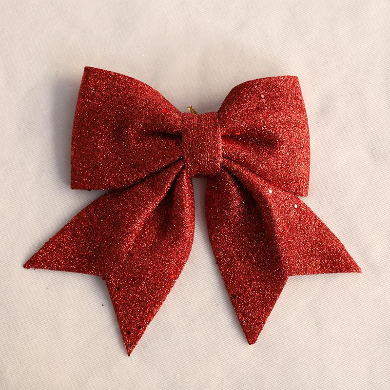 Christmas Decoration Bow Glitter Large Bow Ornament Xmas Tree Festive Holiday Hanging Decor Sparkling Gift Accessory Ornaments
