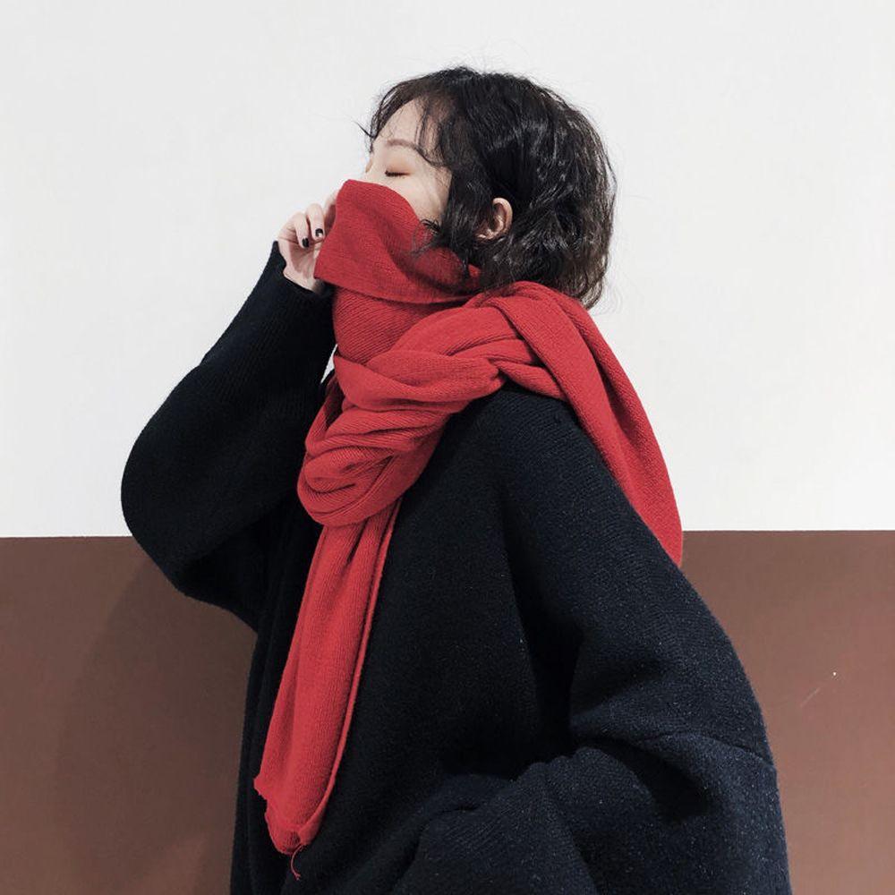 Student Wool Knitted Winter Thick Warm Scarf Korean Style Wraps Women Men Wraps Pure Color Scarf