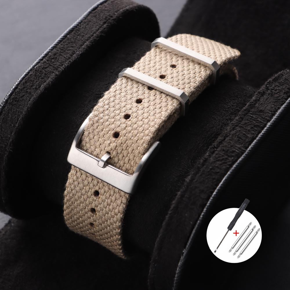 20mm 22mm Geripptes Nylon-Uhrenarmband Bequeme Armbänder Schlaufe Militärisch Waschbares Armband für Herren Uhrenarmbänder Uhrenzubehör