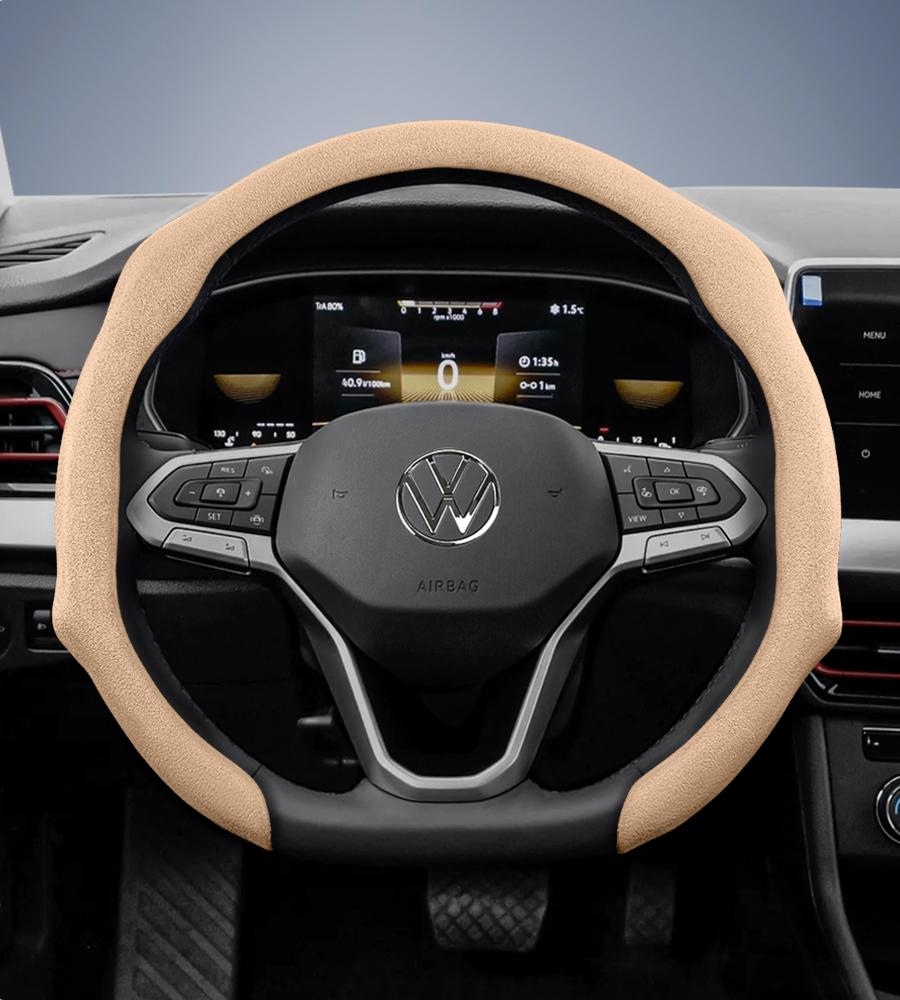 

Suitable for Volkswagen Premium Suede Snap-On Steering Wheel Covers, Non-Slip and Durable, Available for Round and D-Shaped Steering Wheels