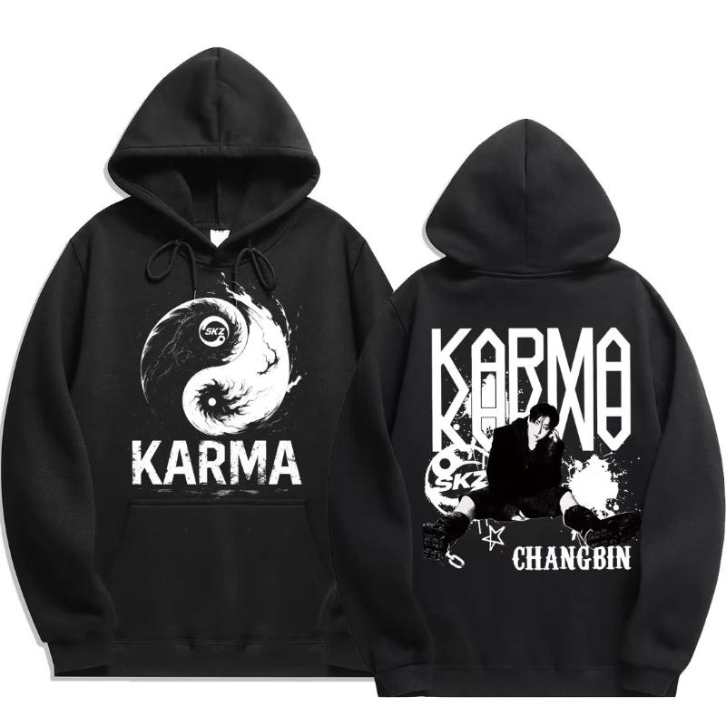 KPOP 4. Album "KARMA" Unisex Oversized Hoodie im gleichen Stil FELIX HAN BANGCHAN CHANGBIN HYUNJIN LEE KNOW K-POP Merchandise Bekleidung