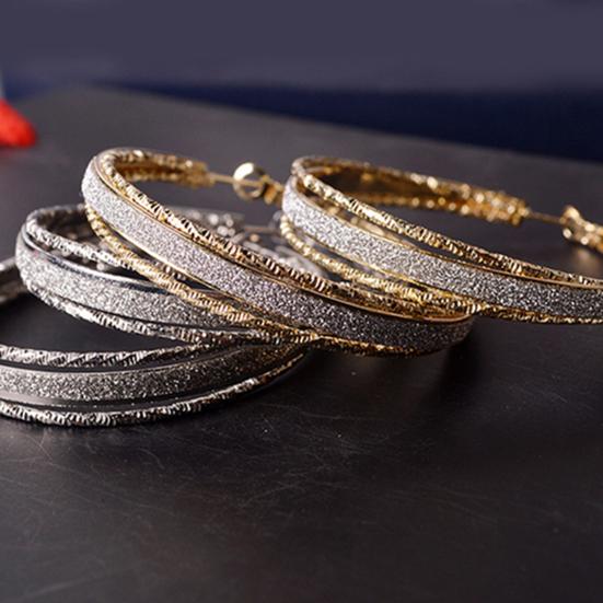 1 Pair Ear Dangle Round Shaped Exquisite Alloy Shiny Fashion Ear Circle for Women