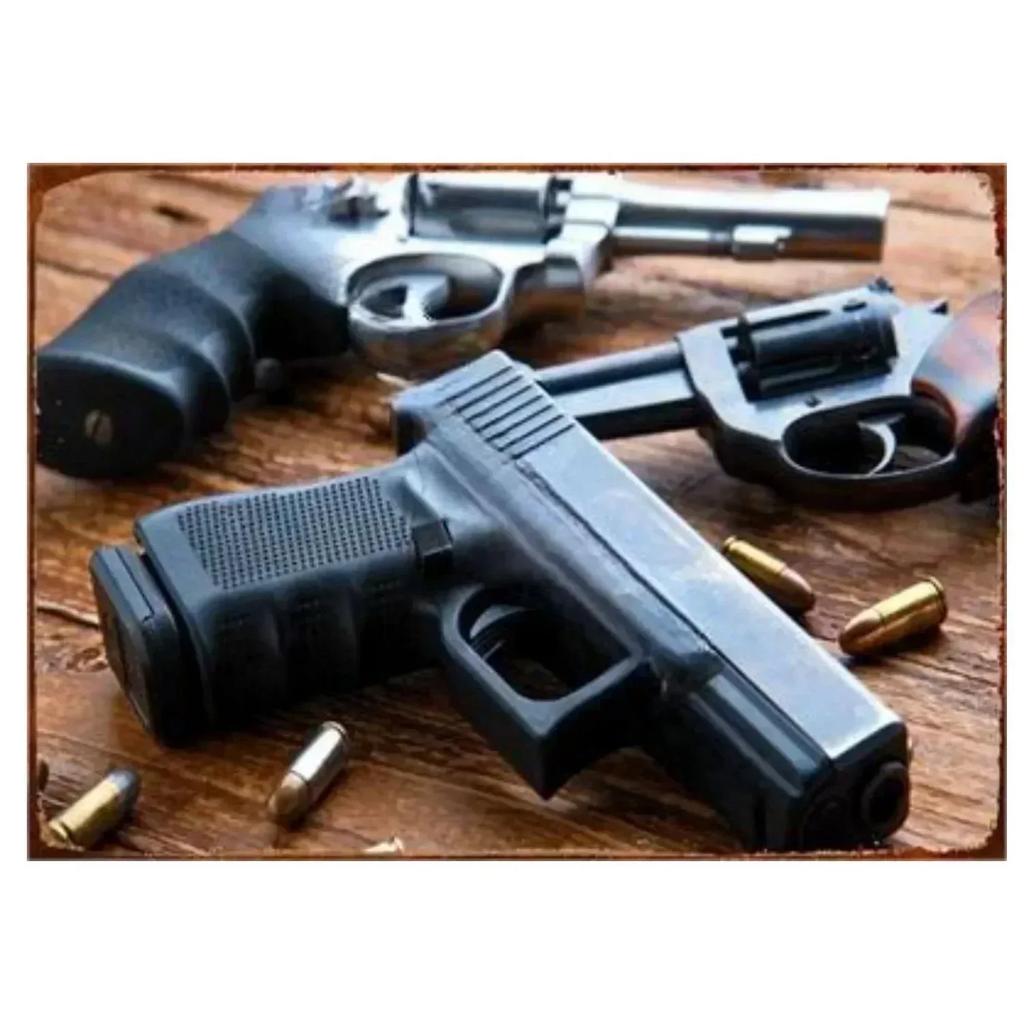Exquisitely Designed Pistol Metal Signs: Embodying Military Sophistication, These Are the Ideal Wall Decor for Man Caves