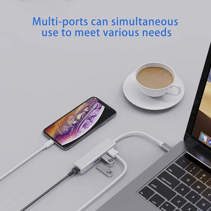 USB Cables Hubs & Adapters Network Hubs Switches Usb C Type To Ethernet Adapter With 3 Port Rj45 M Ultiport In 1