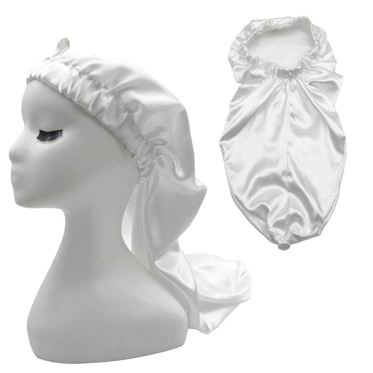No Moq High Quality Long Bonnets for Braids Satin Bonnet Custom Logo Silk Bonnet with Button