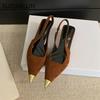Fashion SUOJIALUN 2025 Spring New Brand Women Sandal Fashion Pointed Toe Shallow Slip On Ladies Slingback Shoes Thin High Heel Dress Pum