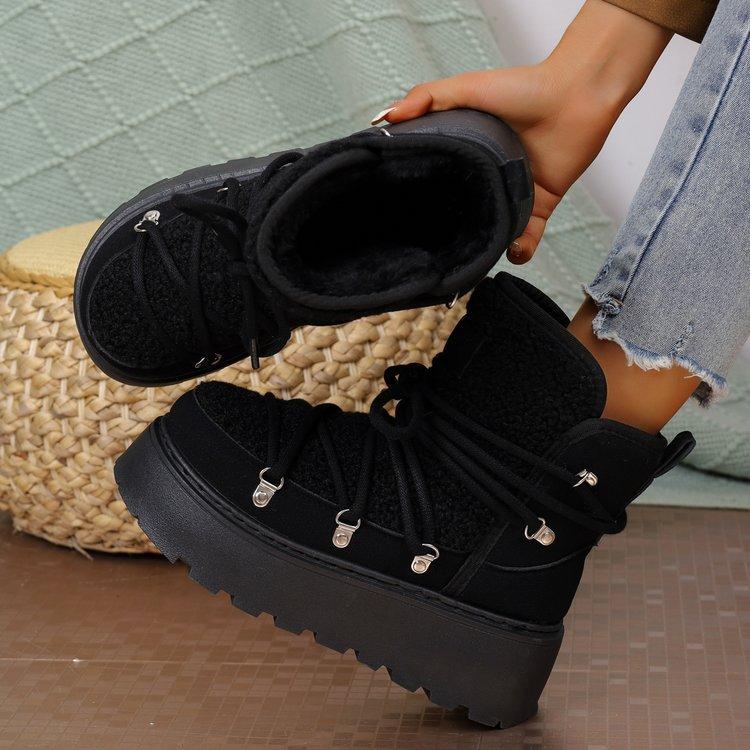 Comerț exterior european și american iarnă nou cald zăpadă bumbac cizme femei asortare culori curea încrucișată cizme de bumbac pluș pentru femei