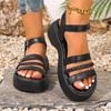 Fashion Fashion Open Toe One Strap Flat Shoes Summer New Round Toe Platform Casual Versatile Soft Sole Kitten Heel Slippers