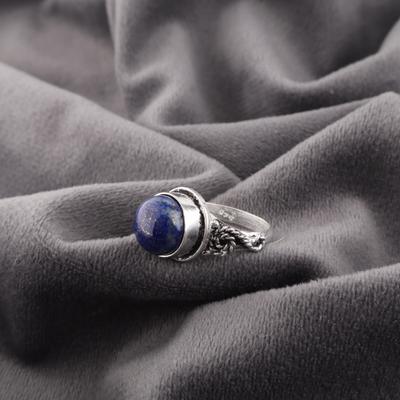 Prsten s lapisem lazuli Ručně vyráběné šperky, Prsten ze 925 ryzího stříbra, Designový prsten s drahokamem, Dárek pro maminku