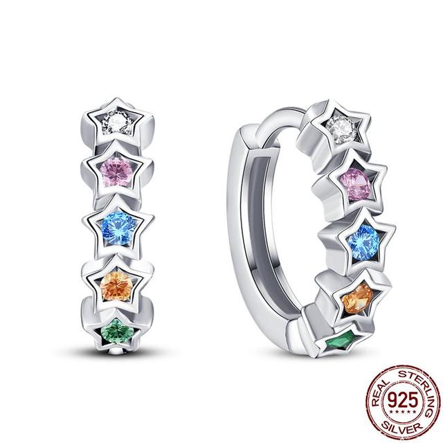 100 % echte 925 Silber Ohrringe Schneeflocke Zirkon Herzform Gold Roségold Zirkon Schmuck funkelnden Creolen Anhänger