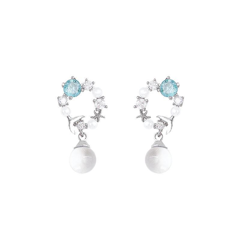 Exquisite Zircon Fishtail Earrings: Elegant Crystal Ball Ear Jewelry for Women